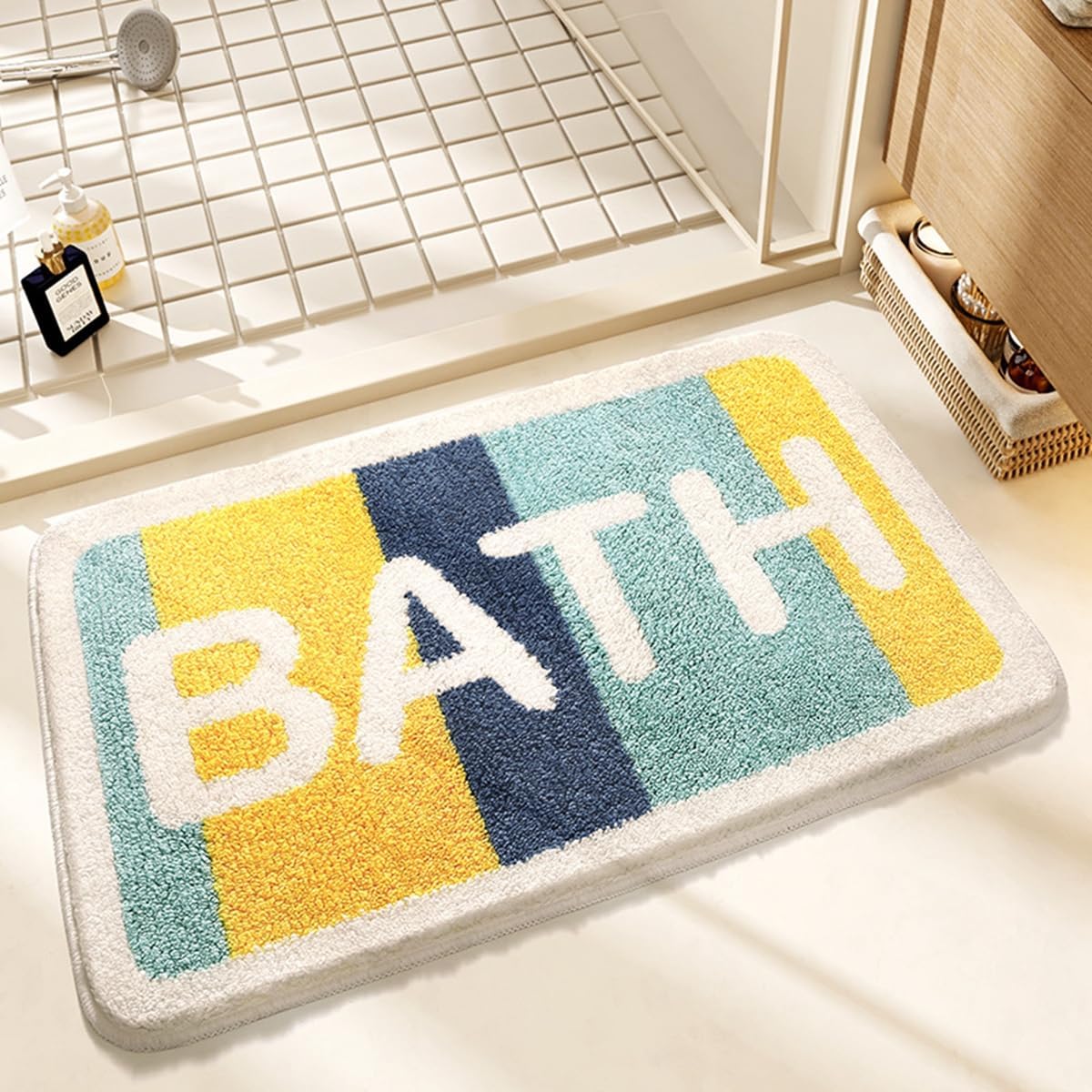 「Tuokus」バスマット 60×40cm 足拭きマット お風呂マット 玄関マット 吸水速乾滑り止め 風呂マット ふんわり 超厚い 吸水速乾 滑り止め ふわふわ 洗える 丸洗い可能 洗面所 脱衣所 浴室 キッチン 台所 TYSD50