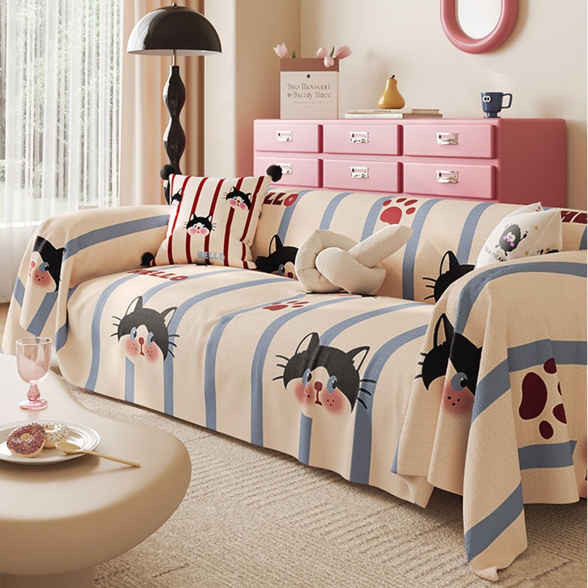 「Tuokus」ソファーカバー 180×180cm 2人掛け・3人掛け 肘付き 洗える ペットの引っかき傷防止 通気性 ふんわり おしゃれ 滑り止め付き 汚れ防止 防塵 オールシーズン対応 Sofajia61