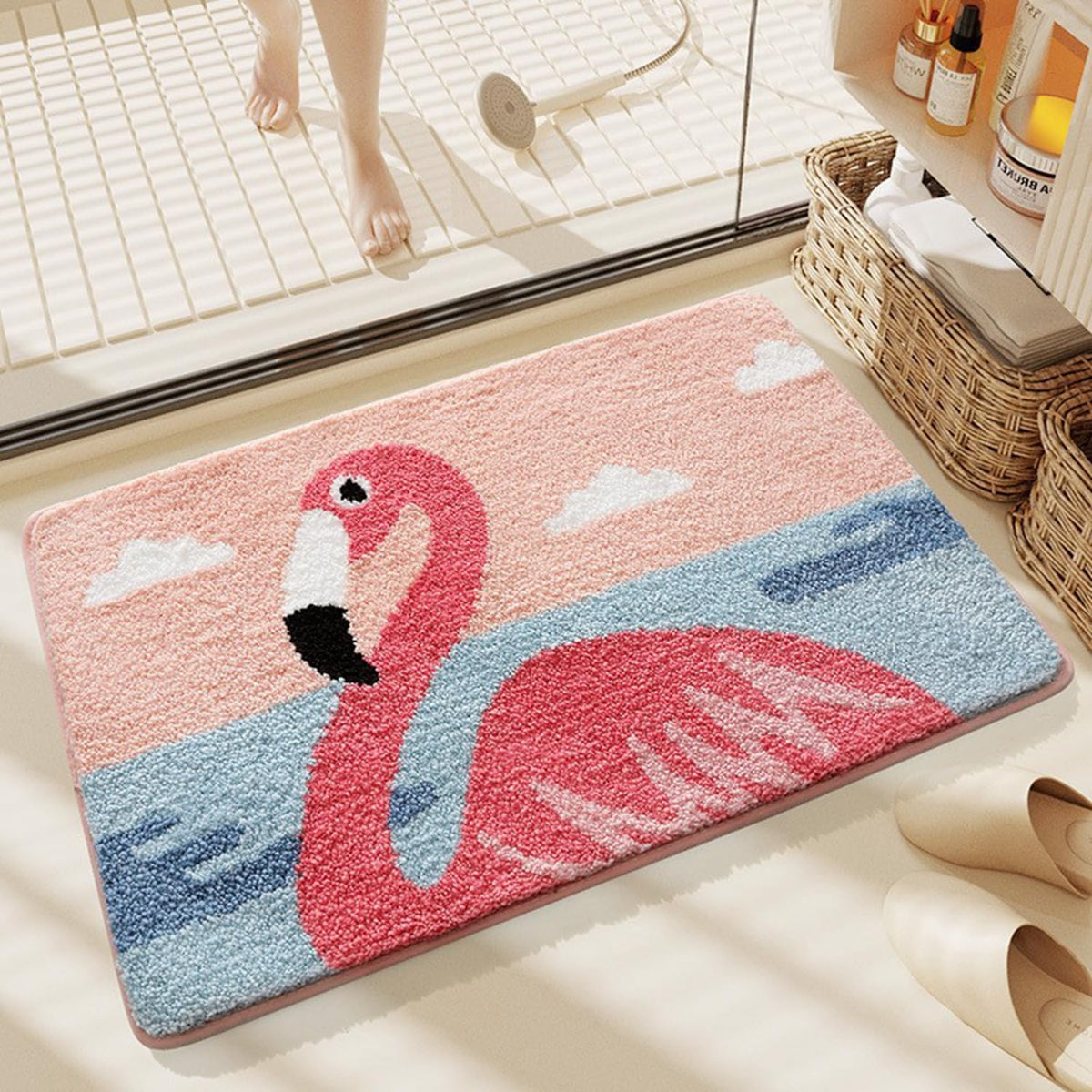 バスマット 60×40cm お風呂マット 速乾 洗える 抗菌防臭 大判 ソフト おしゃれ マイクロファイバー タオル地 安い 厚手 ORYSD33E