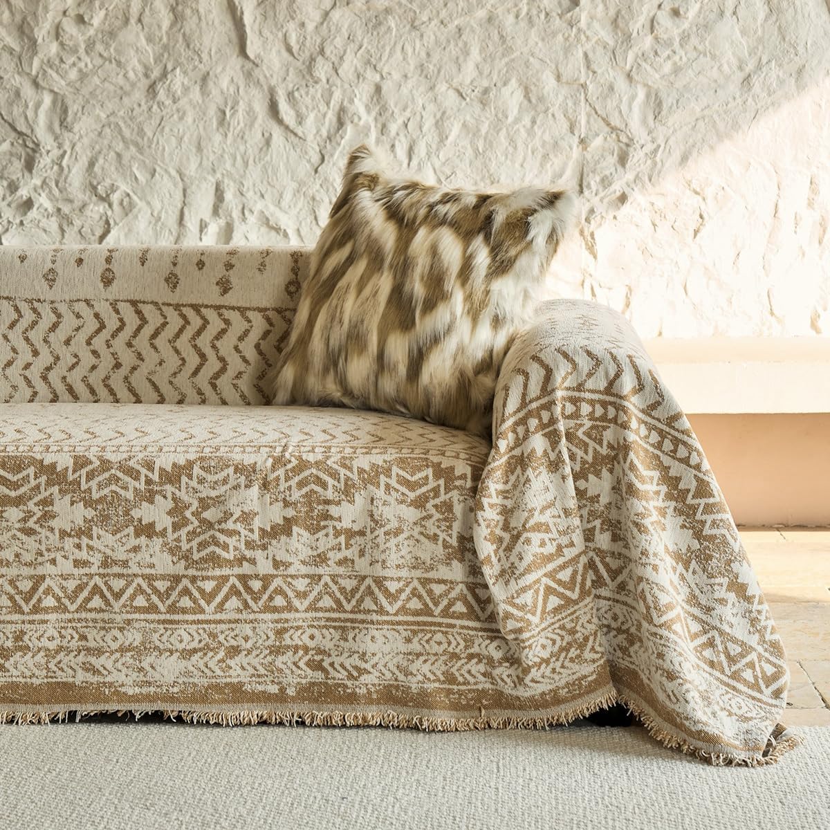 「Tuokus」ソファーカバー 180×180cm 2人掛け・3人掛け 肘付き 洗える ペットの引っかき傷防止 通気性 ふんわり おしゃれ 滑り止め付き 汚れ防止 防塵 オールシーズン対応 Sofajia60