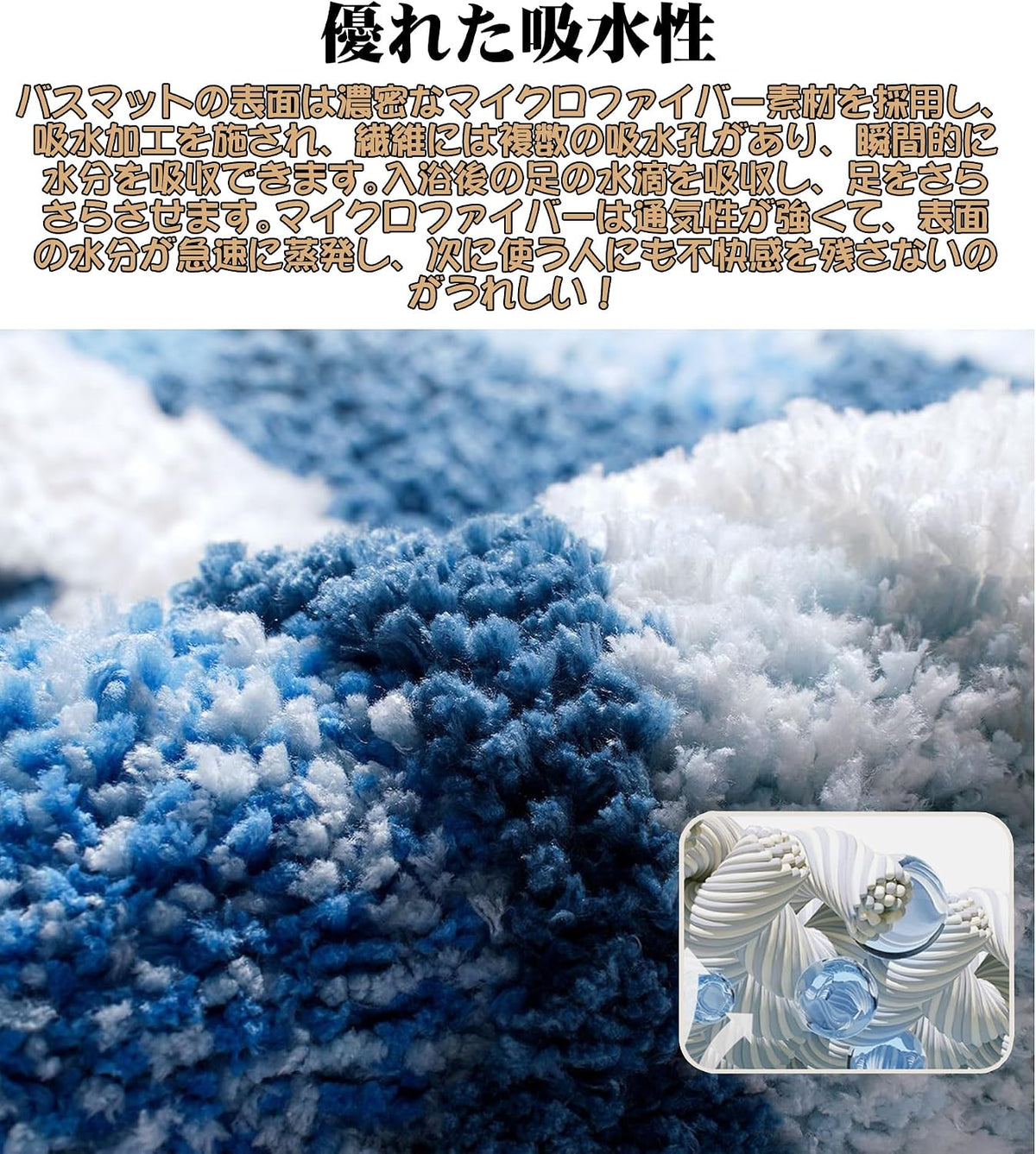 バスマット 60×40cm お風呂マット 速乾 洗える 抗菌防臭 大判 ソフト おしゃれ マイクロファイバー タオル地 安い 厚手 ORYSD32A
