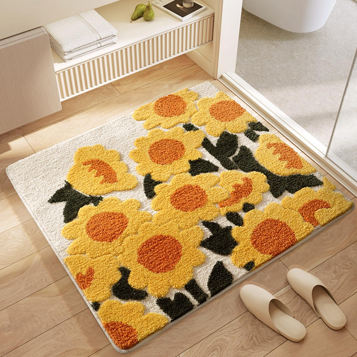 バスマット 60×60cm お風呂マット 速乾 洗える 抗菌防臭 大判 ソフト おしゃれ マイクロファイバー タオル地 安い 厚手 ORYSD29