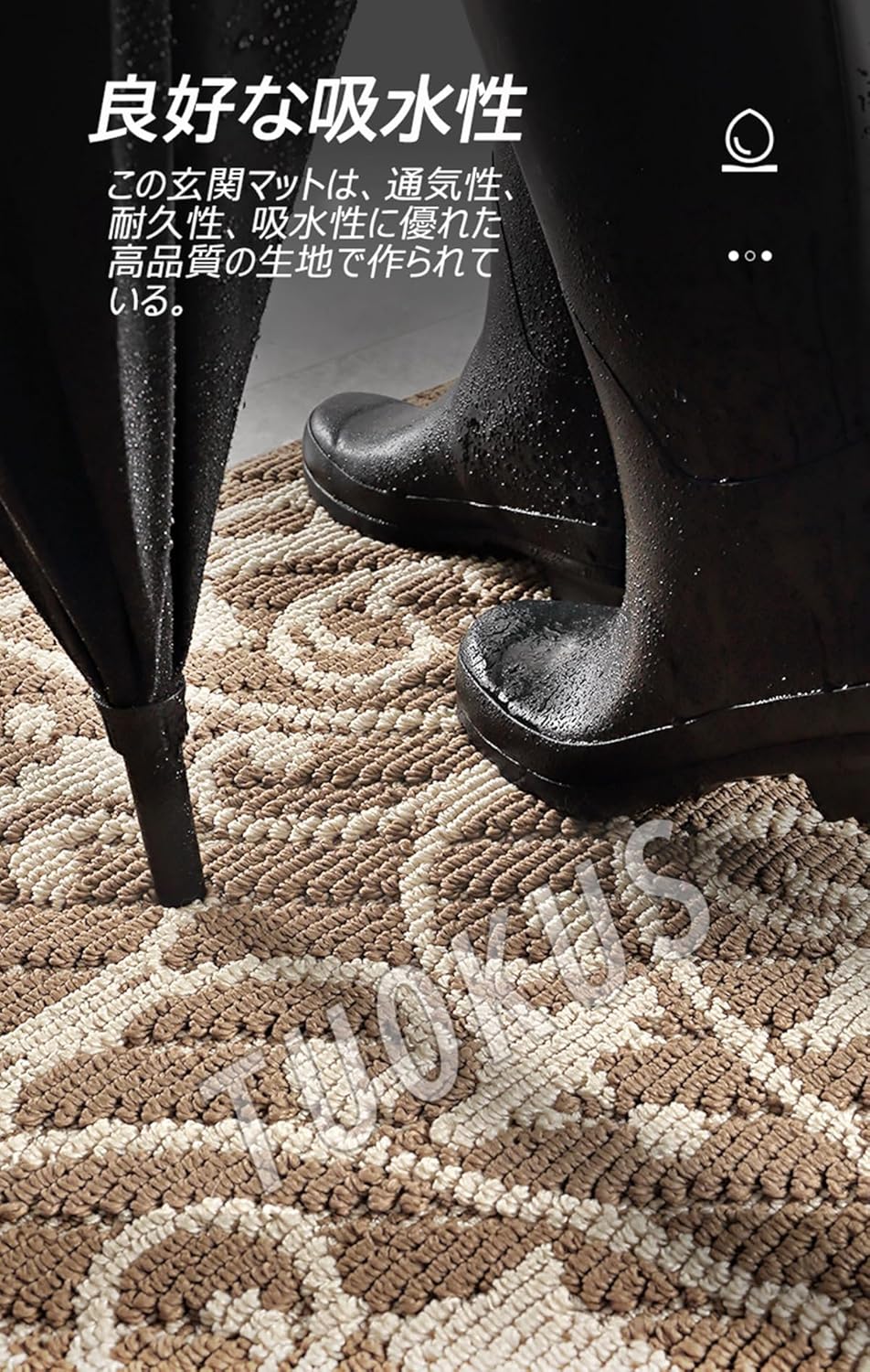 Tuokus 玄関マット 75×45cm ドアマット 泥落としマット フロアマット マット キッチンマット タイルカーペット 床マット 屋外 滑り止め 耐磨耗性 速乾 吸水 洗える 店舗 飲食店 オフィス 事務所 XGJ38