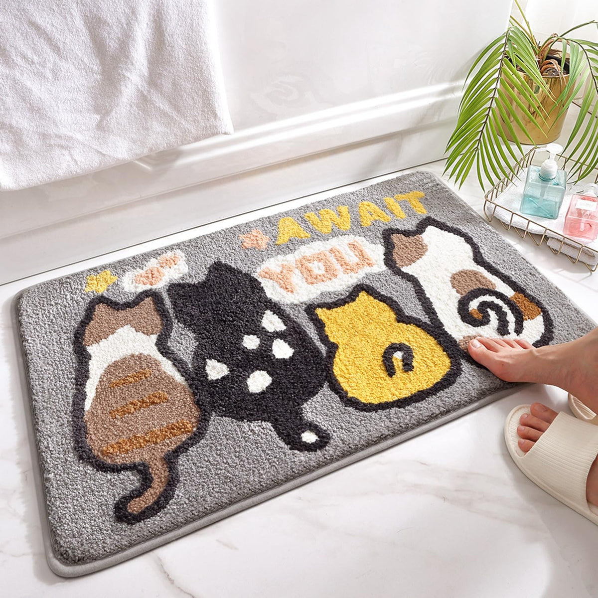 バスマット 60×40cm お風呂マット 速乾 洗える 抗菌防臭 大判 ソフト おしゃれ マイクロファイバー タオル地 安い 厚手 ORYSD33C