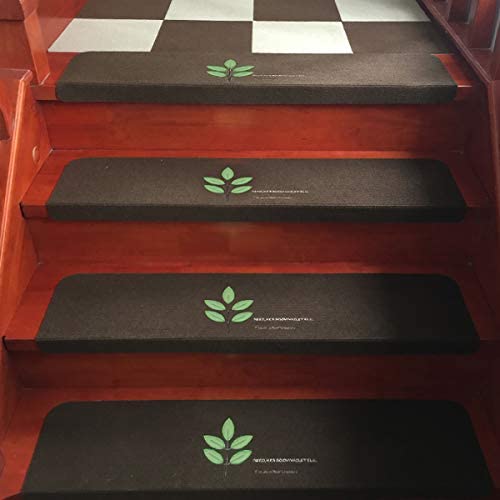 階段 滑り止めマット 階段マット 折り曲げ 70*22*4.5cm(折り畳まれた縁)「Tuokus」防音マット 階段すべり止めマット 防音 消臭 ズレない 洗える 自由に裁断 無地 カーキB 5セット