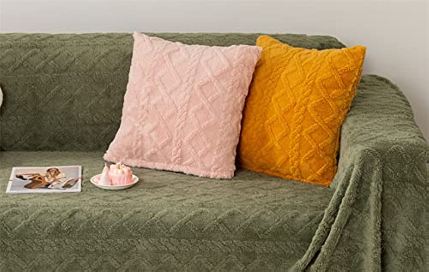 「Tuokus」ソファーカバー 肘付き 柔らかく 2人掛け 3人掛け 4人掛け ふわふわ ソファパッド クッション ソファー スリップ 洗える 防塵 冬用(45*45cm)