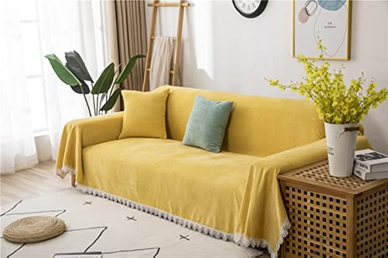 「Tuokus」ソファーカバー ソファパッド ソファカバー ペットの引っかき傷防止 クッション ソファー スリップ 洗える 防塵 肘付き 一人掛け 二人掛け 三人掛け(イエロー枕45*45cm)