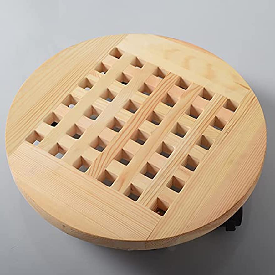 「Tuokus」植木鉢トレー 植木鉢受け皿 植木鉢台 木製 360°可動式 移動便利 鉢置台 1個セット 花台 床保護 丸い木 ウォールナット 丸い形直径25cm