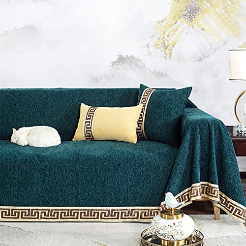 「Tuokus」ソファーカバー ソファパッド ソファカバー 和風 刺繍 涼しい クッション ソファー スリップ 防塵 洗える 子供 一人掛け 二人掛け 三人掛け ペットの引っかき傷防止(180*380cm)