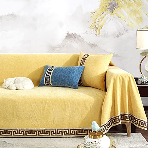 「Tuokus」ソファーカバー ソファパッド ソファカバー 和風 刺繍 涼しい クッション ソファー スリップ 防塵 洗える 子供 一人掛け 二人掛け 三人掛け ペットの引っかき傷防止(180*380cm)