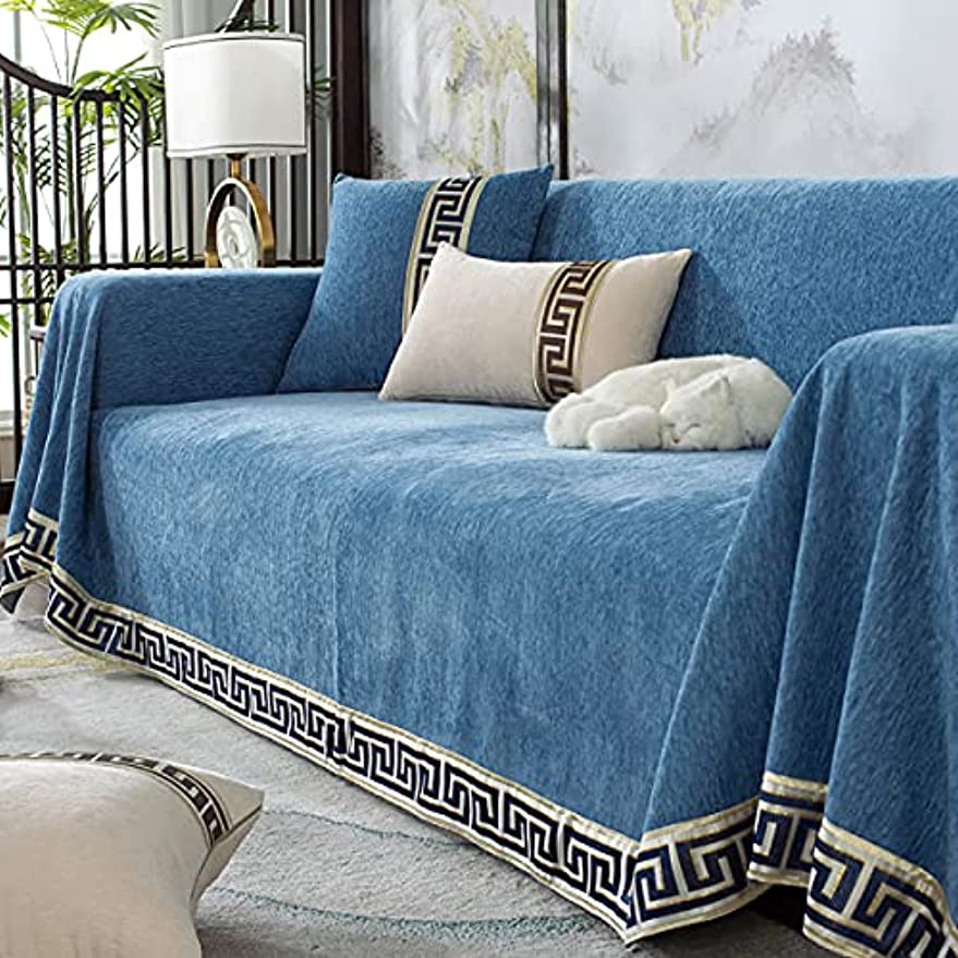 「Tuokus」ソファーカバー ソファパッド ソファカバー 和風 刺繍 涼しい クッション ソファー スリップ 防塵 洗える 子供 一人掛け 二人掛け 三人掛け ペットの引っかき傷防止(180*380cm)