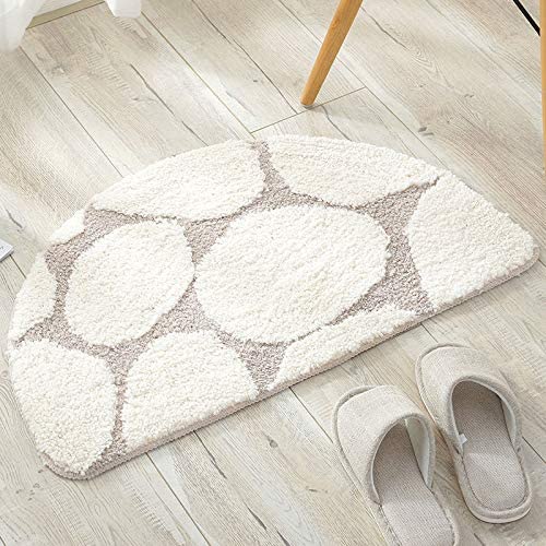 玄関マット 半円 半円形マット 北欧 屋外 屋内 室内 無地 洗える 42×70cm 泥除け 汚れ防止 滑り止め 吸水 触さよい 抗菌 バスマット 絨毯 おしゃれ インテリア 一年中 ホワイト