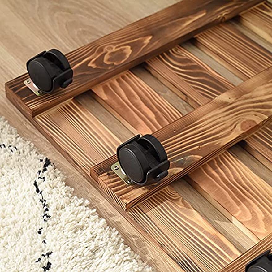 「Tuokus」植木鉢受け皿 植木鉢トレー 植木鉢台 鉢置台 1個セット 花台 木製 可動式 移動便利 床保護 丸い木 ウォールナット 丸い形直径25cm