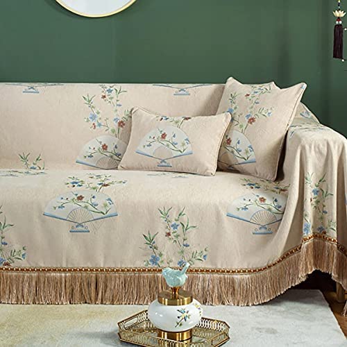 「Tuokus」ソファーカバー ソファパッド ソファカバー 和風 刺繍 涼しい クッション ソファー スリップ 防塵 洗える 子供 一人掛け 二人掛け 三人掛け 枕(30*50cm)