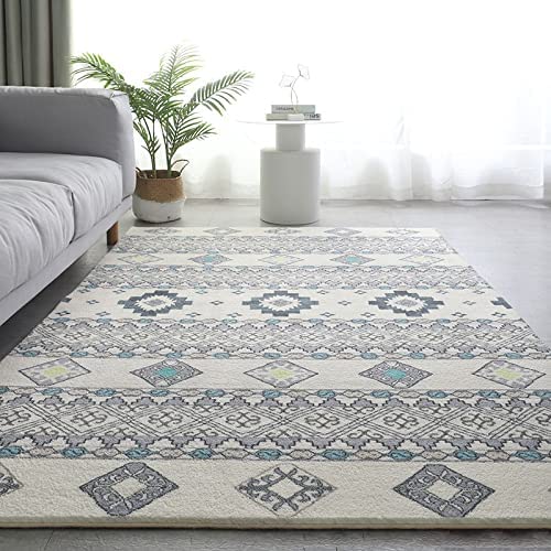 「Tuokus」 イミテーションカシミア 絨毯 カーペット ラグ じゅうたん 洗える ラグマット 3畳4畳5畳6畳 防ダニ センターカーペット かわいい 抗菌 消臭 シャギーラグ 滑り止め付き ふわふわ サラサラ 長方形 夏秋冬 120*160cm