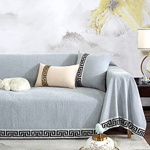 「Tuokus」ソファーカバー ソファパッド ソファカバー 和風 刺繍 涼しい クッション ソファー スリップ 防塵 洗える 子供 一人掛け 二人掛け 三人掛け ペットの引っかき傷防止(180*380cm)