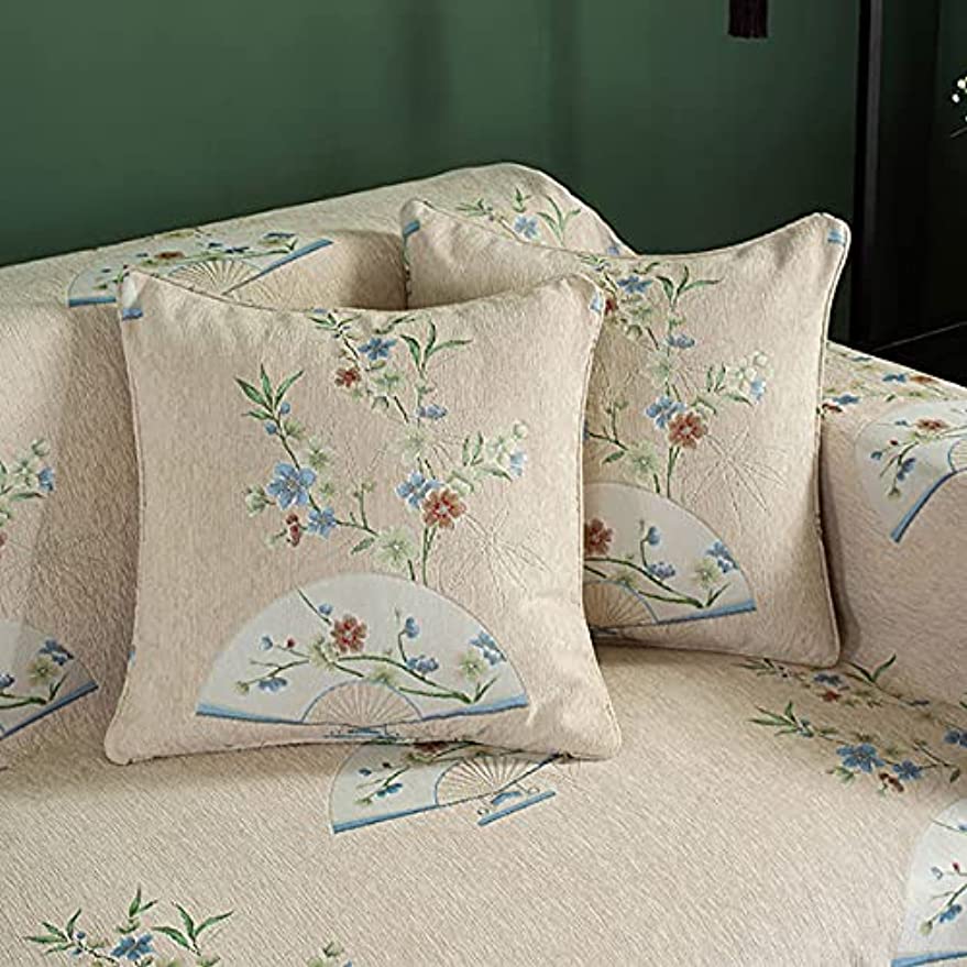 「Tuokus」ソファーカバー ソファパッド ソファカバー 和風 刺繍 涼しい クッション ソファー スリップ 防塵 洗える 子供 一人掛け 二人掛け 三人掛け 枕(30*50cm)