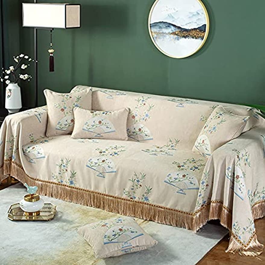 「Tuokus」ソファーカバー ソファパッド ソファカバー 和風 刺繍 涼しい クッション ソファー スリップ 防塵 洗える 子供 一人掛け 二人掛け 三人掛け 枕(30*50cm)