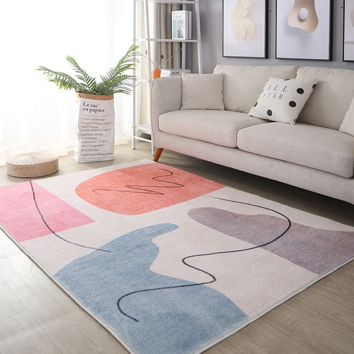 「Tuokus」 イミテーションカシミア カーペット ラグ じゅうたん 洗える ラグマット 3畳4畳5畳6畳 防ダニ センターカーペット かわいい 抗菌 消臭 シャギーラグ 絨毯 滑り止め付き ふわふわ サラサラ 長方形 夏秋冬 FYRDTjia194