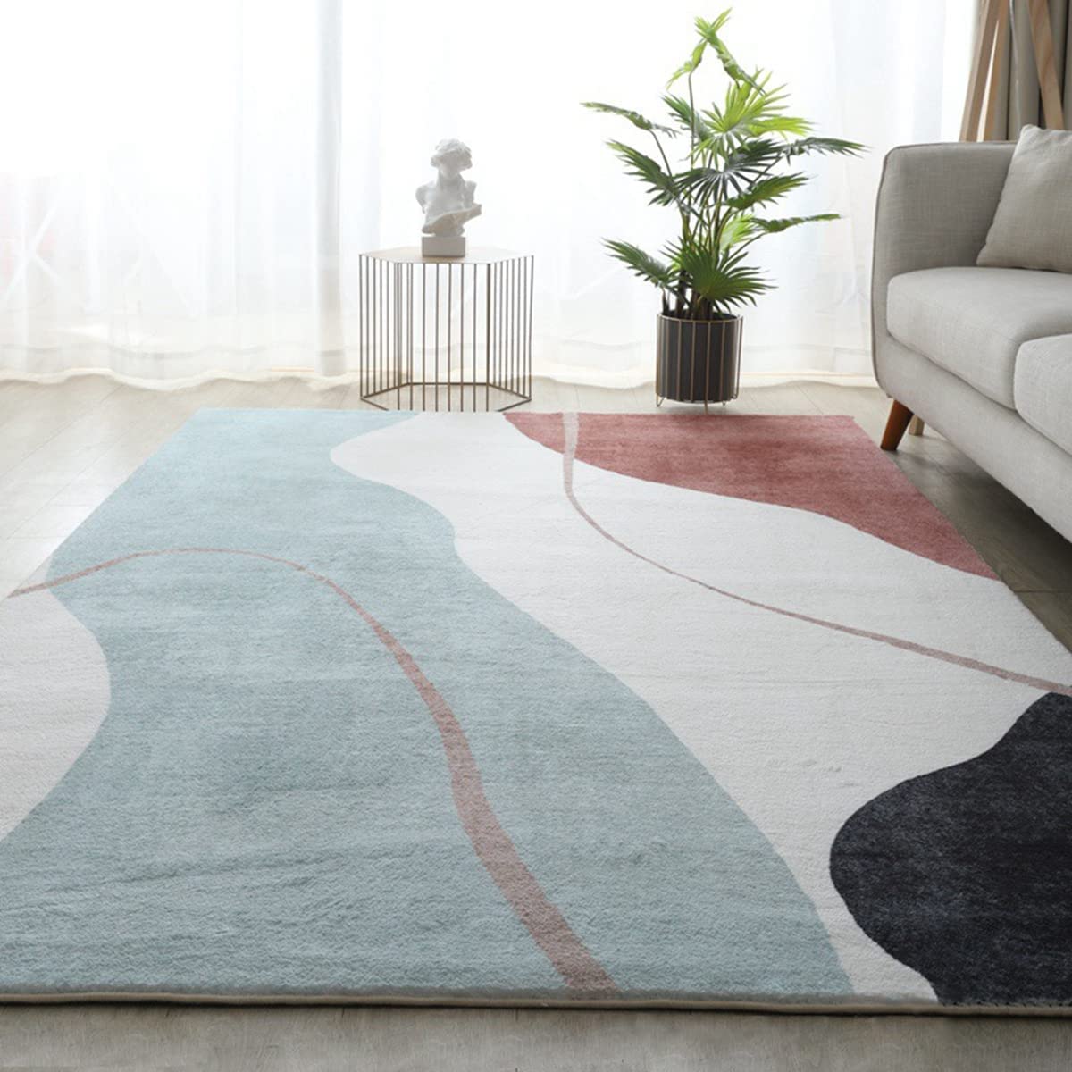 「Tuokus」 カーペット イミテーションカシミア 絨毯 ラグ じゅうたん 洗える ラグマット 3畳4畳5畳6畳 防ダニ センターカーペット かわいい 抗菌 消臭 シャギーラグ 滑り止め付き ふわふわ サラサラ 長方形 夏秋冬 120*160cm