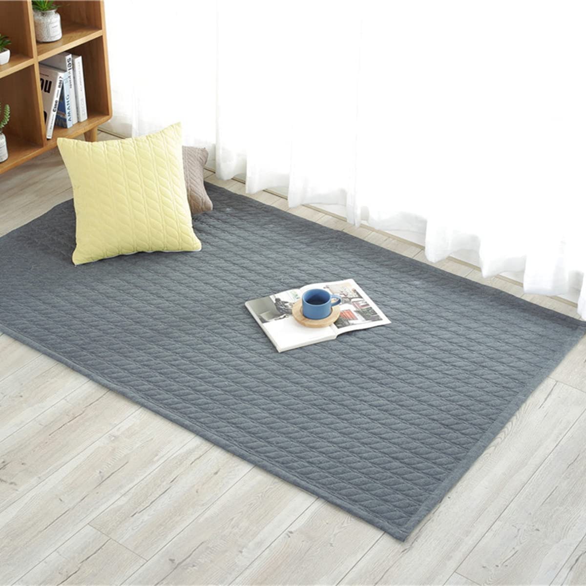 「Tuokus」カーペット コットン ラグ じゅうたん 洗える 綿100% ラグマット 防ダニ センターカーペット 無地 抗菌 消臭 シャギーラグ 滑り止め付き ふわふわ サラサラ ピクニックマット ホットカーペット対応 90*160cm