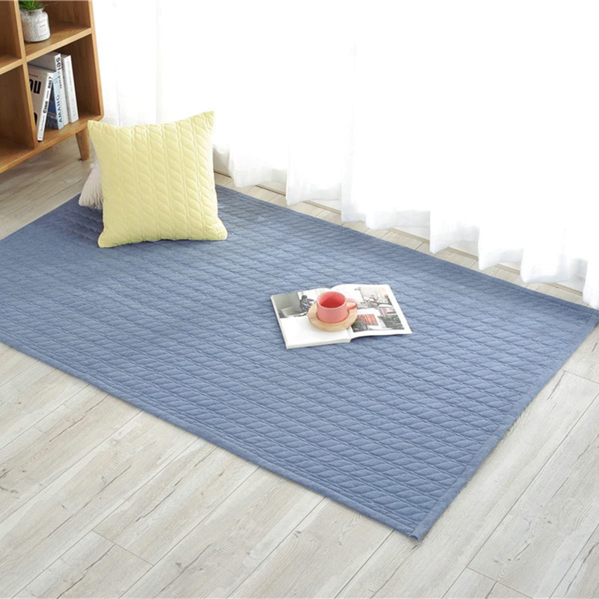 「Tuokus」カーペット コットン ラグ じゅうたん 洗える 綿100% ラグマット 防ダニ センターカーペット 無地 抗菌 消臭 シャギーラグ 滑り止め付き ふわふわ サラサラ ピクニックマット ホットカーペット対応 90*160cm