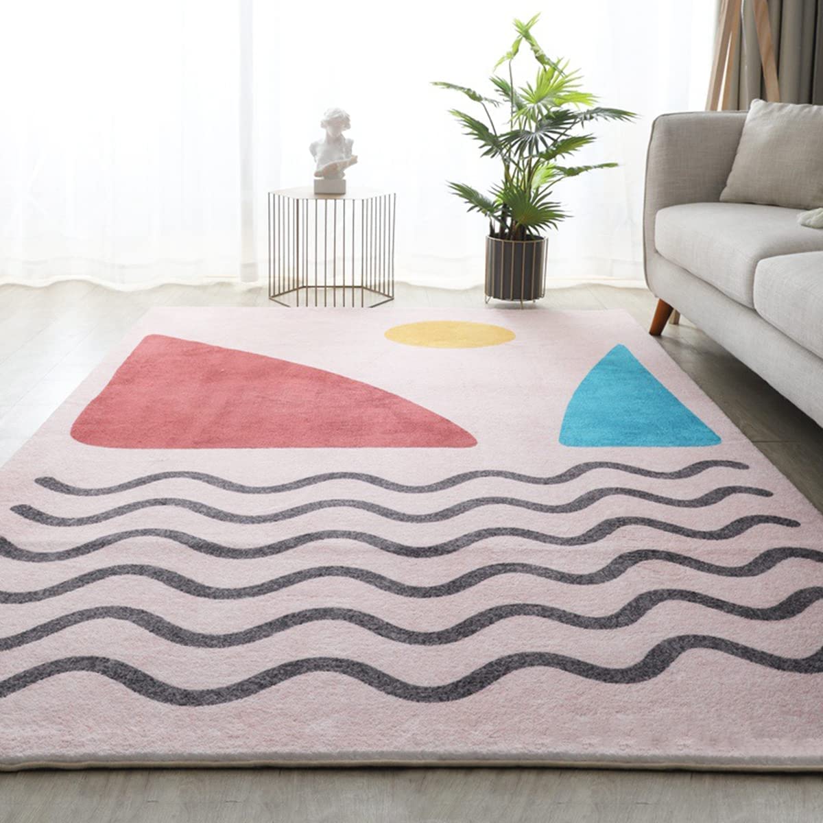 「Tuokus」 カーペット イミテーションカシミア 絨毯 ラグ じゅうたん 洗える ラグマット 3畳4畳5畳6畳 防ダニ センターカーペット かわいい 抗菌 消臭 シャギーラグ 滑り止め付き ふわふわ サラサラ 長方形 夏秋冬 120*160cm