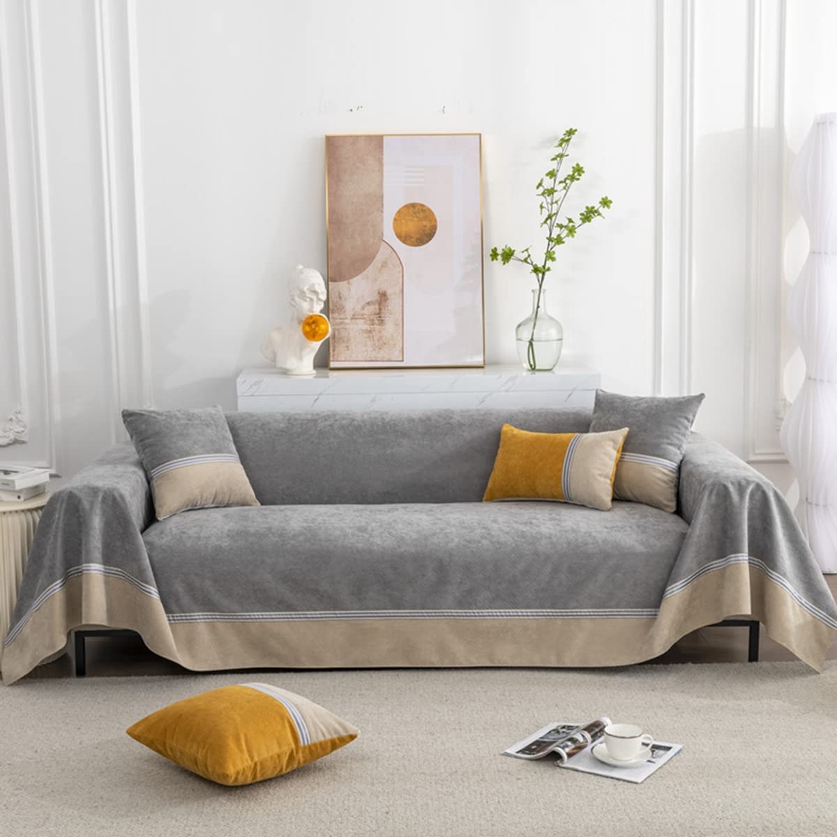 「Tuokus」ソファーカバー 肘付き 一人掛け 二人掛け 三人掛け 肘あり ソファパッド ソファカバー ペットの引っかき傷防止 クッション ソファー スリップ 洗える 防塵 無地 防水