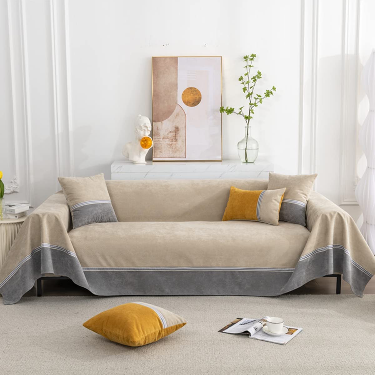 「Tuokus」ソファーカバー 肘付き 一人掛け 二人掛け 三人掛け 肘あり ソファパッド ソファカバー ペットの引っかき傷防止 クッション ソファー スリップ 洗える 防塵 無地 防水