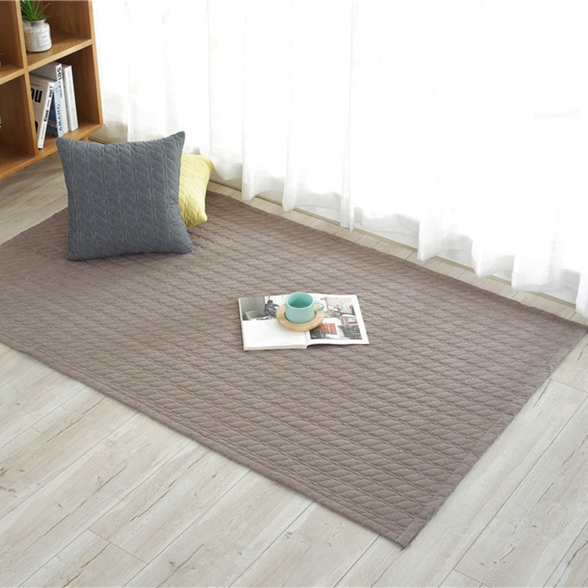 「Tuokus」カーペット コットン ラグ じゅうたん 洗える 綿100% ラグマット 防ダニ センターカーペット 無地 抗菌 消臭 シャギーラグ 滑り止め付き ふわふわ サラサラ ピクニックマット ホットカーペット対応 90*160cm