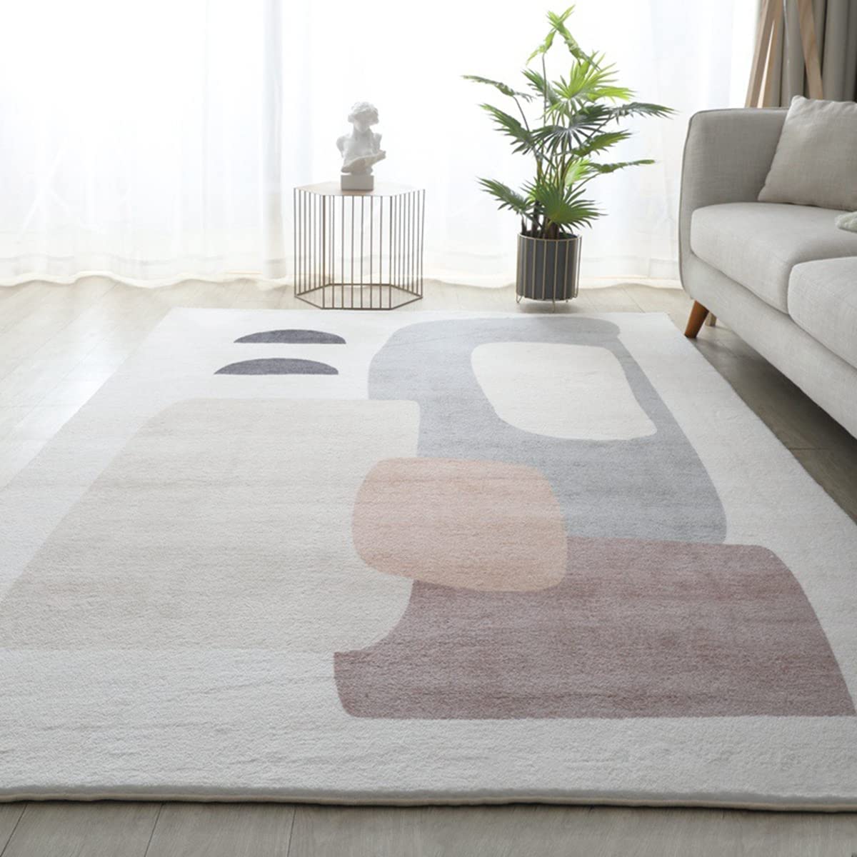 「Tuokus」 カーペット イミテーションカシミア 絨毯 ラグ じゅうたん 洗える ラグマット 3畳4畳5畳6畳 防ダニ センターカーペット かわいい 抗菌 消臭 シャギーラグ 滑り止め付き ふわふわ サラサラ 長方形 夏秋冬 120*160cm