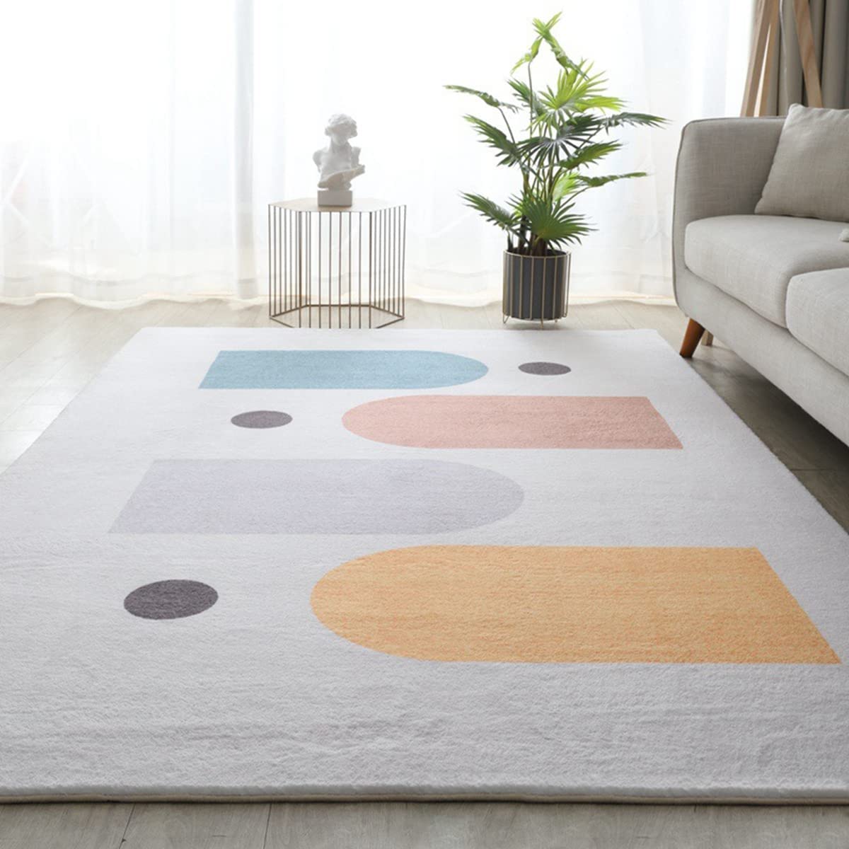 「Tuokus」 カーペット イミテーションカシミア 絨毯 ラグ じゅうたん 洗える ラグマット 3畳4畳5畳6畳 防ダニ センターカーペット かわいい 抗菌 消臭 シャギーラグ 滑り止め付き ふわふわ サラサラ 長方形 夏秋冬 120*160cm