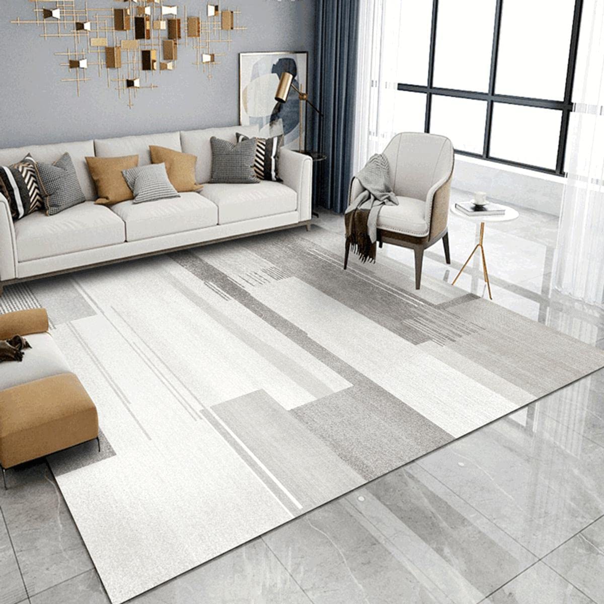 「Tuokus」カーペット ラグ じゅうたん わびさび 抽象 洗える ラグマット かわいい リントフリー おしゃれ 防ダニ 3畳4畳5畳6畳 抗菌 消臭 滑り止め付き 長方形 厚さ約8mm 夏秋冬 140*200cm