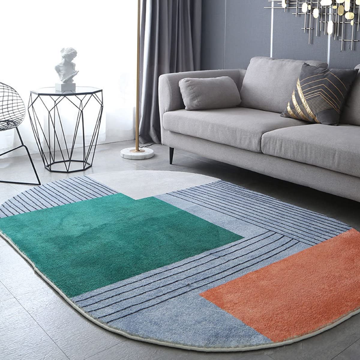 「Tuokus」カーペット ラグ クラシック 絨毯 洗える ラグマット イミテーションカシミア 楕円形 3畳4畳5畳6畳 防ダニ センターカーペット かわいい 抗菌 消臭 シャギーラグ 滑り止め付き ふわふわ サラサラ 長方形 夏秋冬 120*160cm