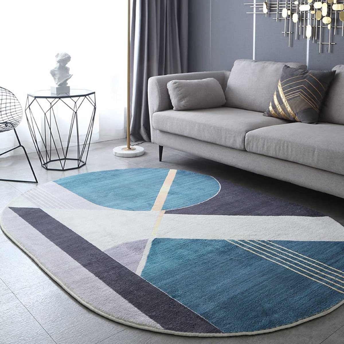 「Tuokus」カーペット ラグ クラシック 絨毯 洗える ラグマット イミテーションカシミア 楕円形 3畳4畳5畳6畳 防ダニ センターカーペット かわいい 抗菌 消臭 シャギーラグ 滑り止め付き ふわふわ サラサラ 長方形 夏秋冬 120*160cm