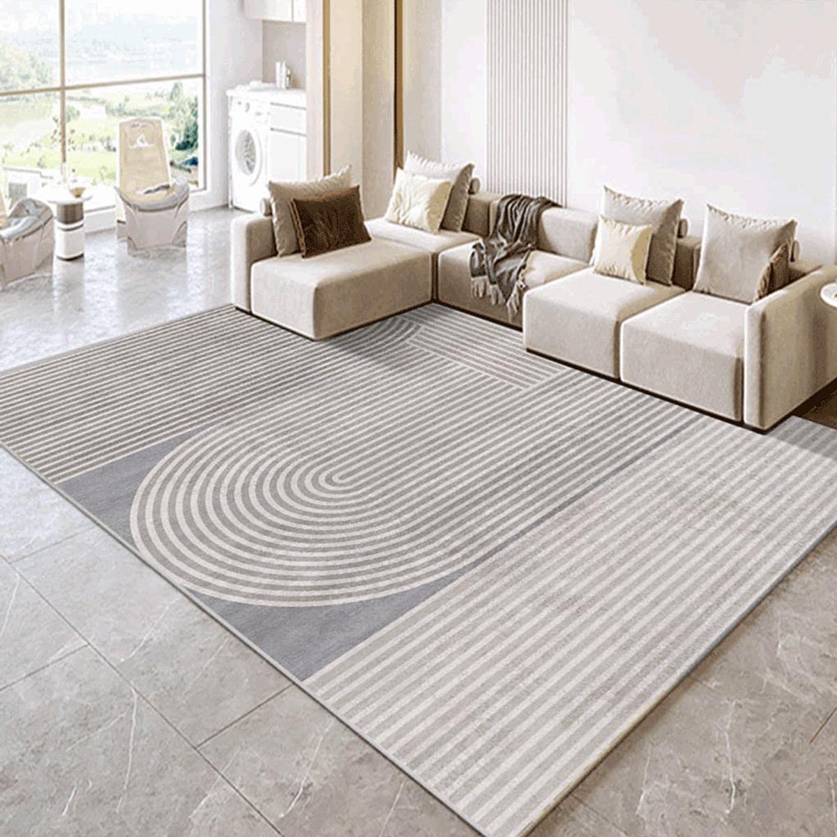 「Tuokus」カーペット ラグ じゅうたん わびさび 抽象 洗える ラグマット かわいい リントフリー おしゃれ 防ダニ 3畳4畳5畳6畳 抗菌 消臭 滑り止め付き 長方形 厚さ約8mm 夏秋冬 140*200cm