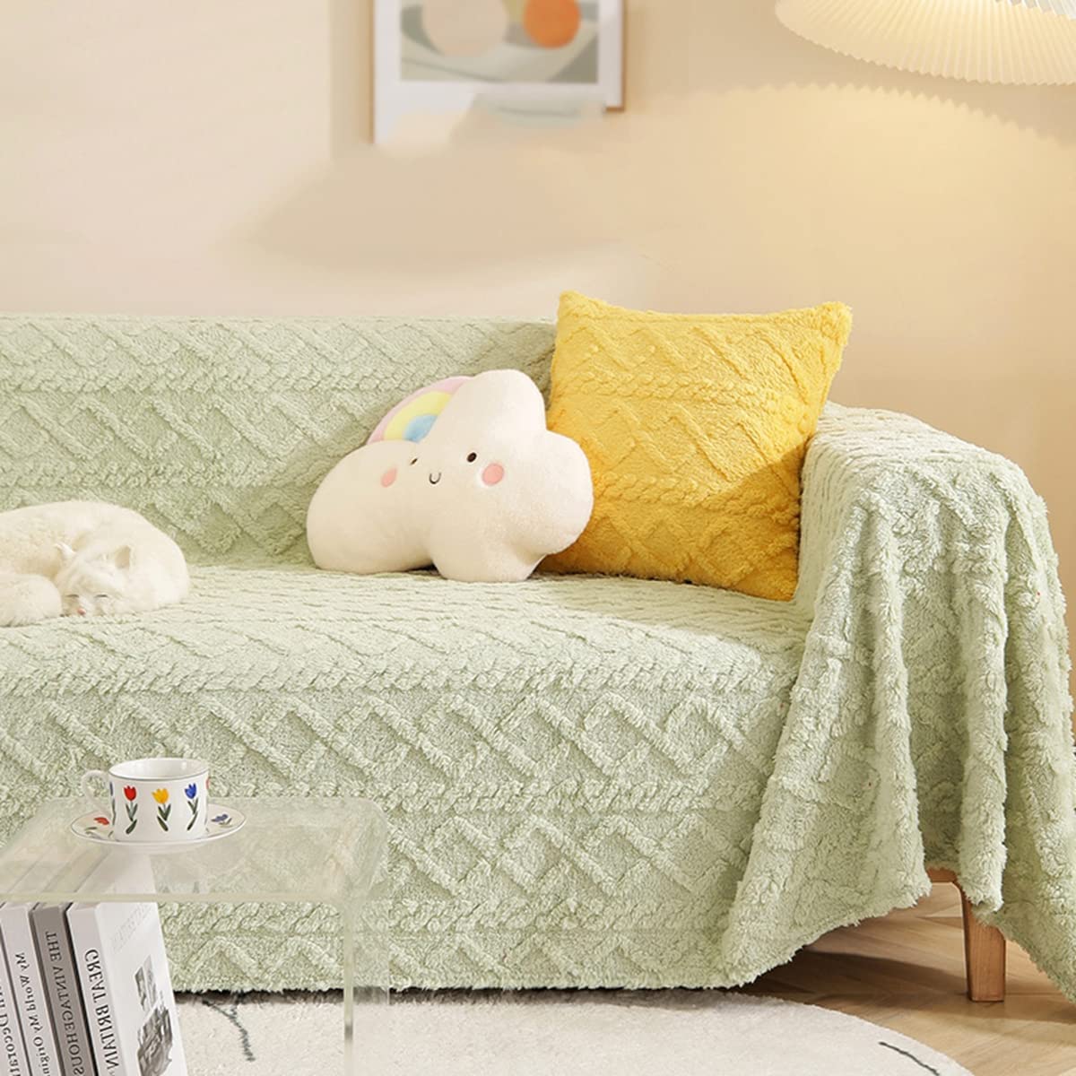 「Tuokus」ソファーカバー 肘付き 柔らかく 2人掛け 3人掛け 4人掛け ふわふわ ソファパッド クッション ソファー スリップ 洗える 防塵 冬用(45*45cm)