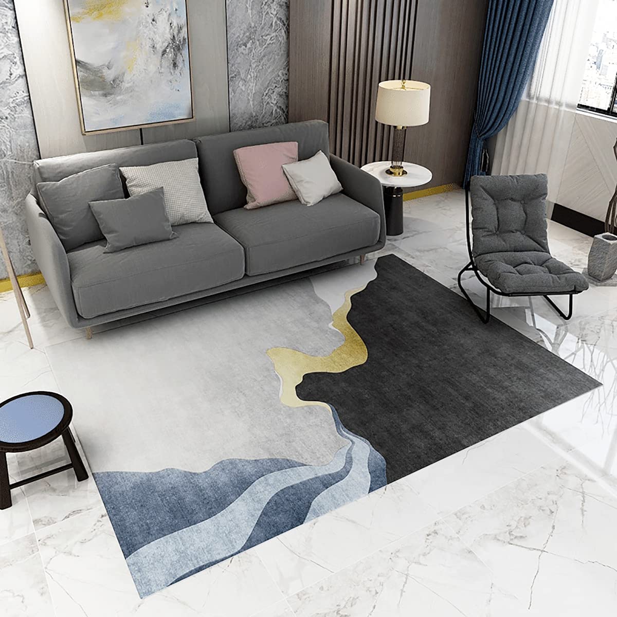 「Tuokus」カーペット ラグ フランネルラグ 洗える アブストラクト 4畳5畳6畳7畳 北欧 欧米風 長方形 北欧スタイル 防ダニ 抗菌 消臭 シャギーラグ 滑り止め 洗濯可能カーペット おしゃれ 160*200cm