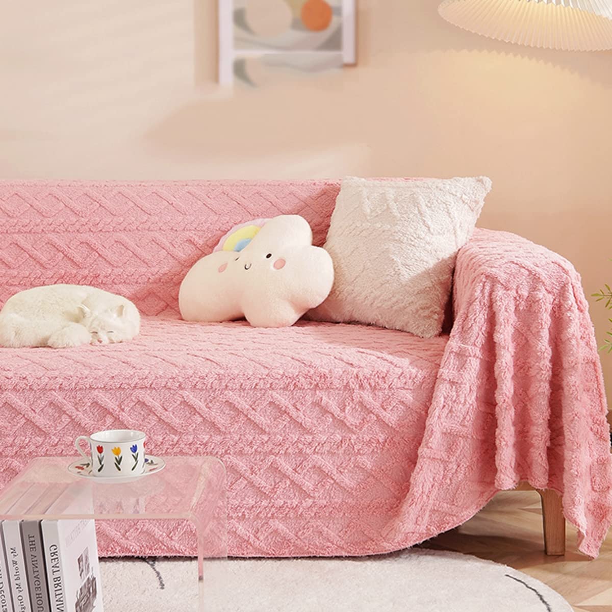 「Tuokus」ソファーカバー 肘付き 柔らかく 2人掛け 3人掛け 4人掛け ふわふわ ソファパッド クッション ソファー スリップ 洗える 防塵 冬用(45*45cm)