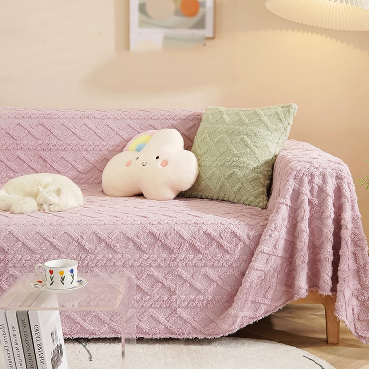 「Tuokus」ソファーカバー 肘付き 柔らかく 2人掛け 3人掛け 4人掛け ふわふわ ソファパッド クッション ソファー スリップ 洗える 防塵 冬用(45*45cm)