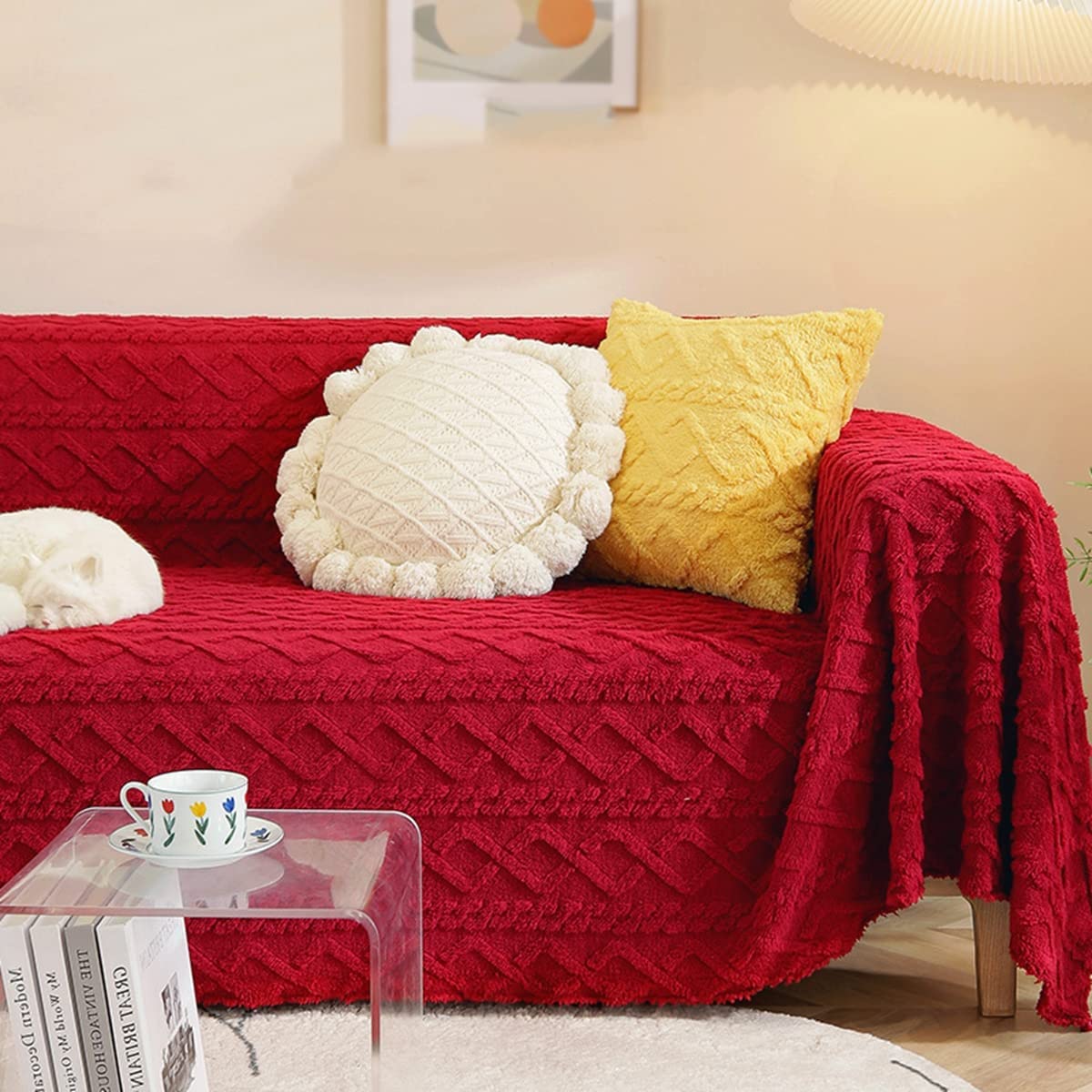 「Tuokus」ソファーカバー 肘付き 柔らかく 2人掛け 3人掛け 4人掛け ふわふわ ソファパッド クッション ソファー スリップ 洗える 防塵 冬用(45*45cm)