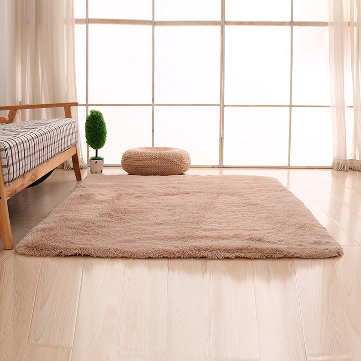 「Tuokus」カーペット シャギーラグ 洗える ラグマット 3畳 4畳 5畳 6畳 防ダニ センターカーペット かわいい 抗菌 消臭 絨毯 滑り止め付き ふわふわ サラサラ 長方形 夏 秋冬 カーキ