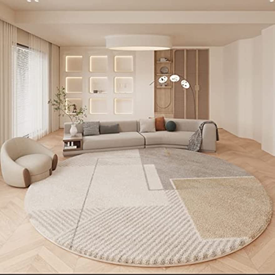 「Tuokus」カーペット 洗える ふわふわラグ 円形 厚い 絨毯 シンプル 模造カシミア ラグマット 防ダニ 3畳4畳5畳6畳 かわいい 抗菌 消臭 滑り止め付き サラサラ 夏秋冬