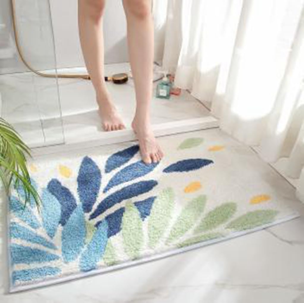 バスマット 40×60cm 吸水速乾 ふわふわ マイクロファイバー 滑り止め付き 抗菌防臭 厚手 洗濯機対応 乾きやすい お風呂マット 脱衣所 洗面所用 おしゃれ 北欧風 ORYSD47