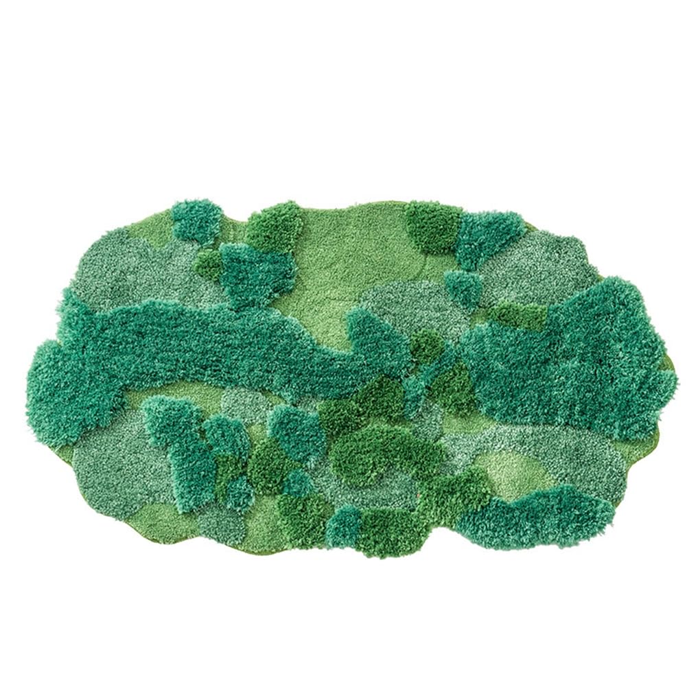 「Tuokus」モスラグ ラグマット 140×80cm 苔風デザイン 立体パイル 厚手 植毛ラグ 柔らかい ふわふわ 防音 TPR滑り止め付き 吸水性あり 床暖房対応 ベッドサイド 玄関 リビング 寝室用 洗濯可能 ZHRDTjia10