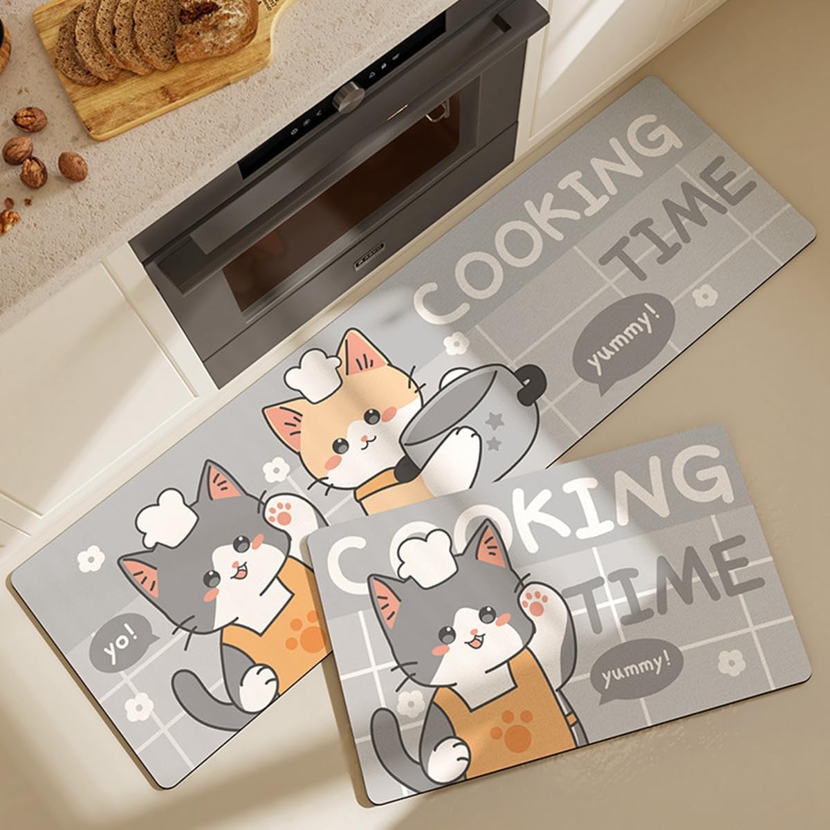 「Tuokus」キッチンマット 拭ける 75×45cm 玄関マット カーペット ラグマット 廊下マット 台所マット 洗える 滑り止め付き 厚手防音 掃除易い 抗菌防臭 吸水 厚手 長方形 水や油の吸収が良い 防汚 TCFJ23
