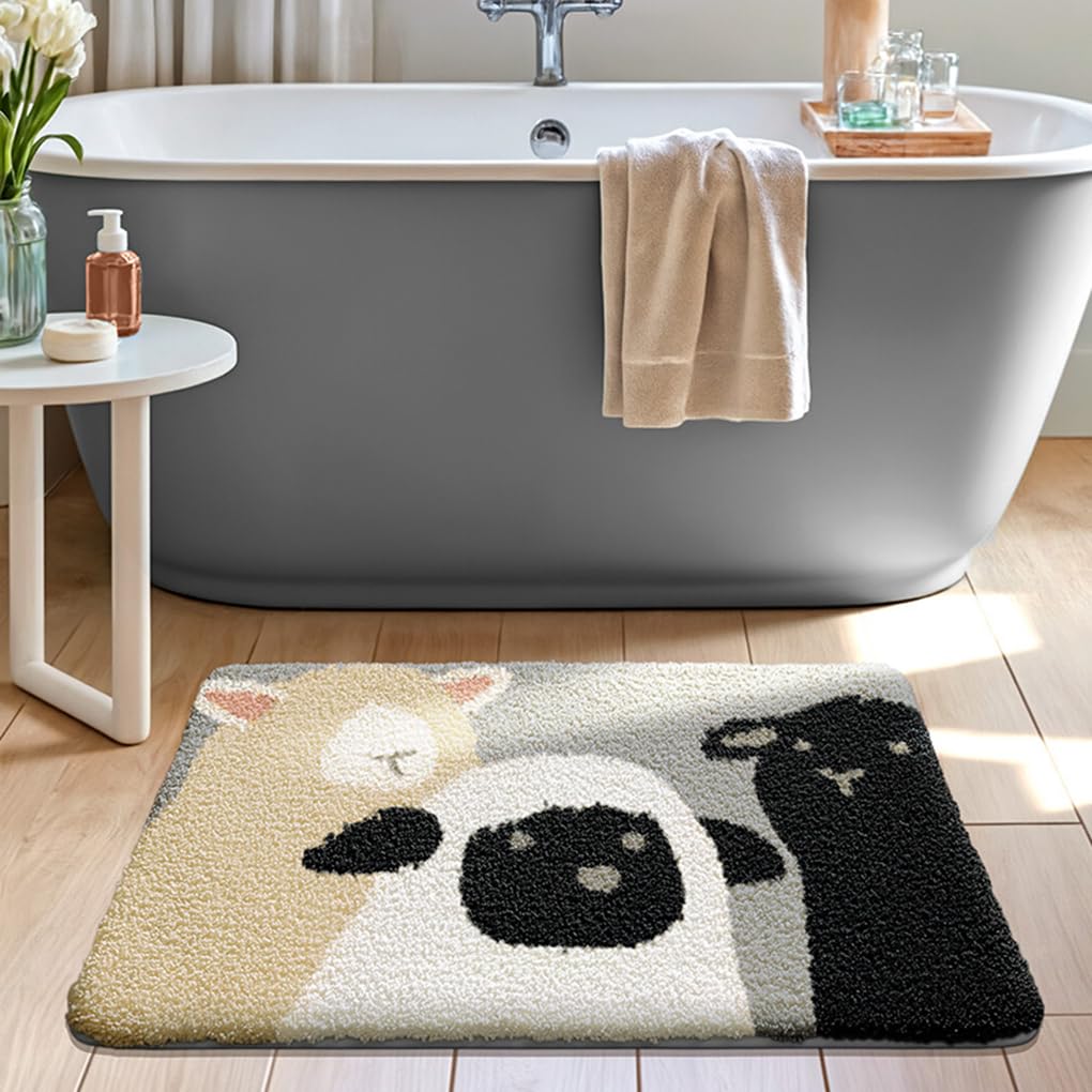 バスマット 40×60cm 吸水速乾 ふわふわ マイクロファイバー 滑り止め付き 抗菌防臭 厚手 洗濯機対応 乾きやすい お風呂マット 脱衣所 洗面所用 おしゃれ 北欧風 ORYSD140