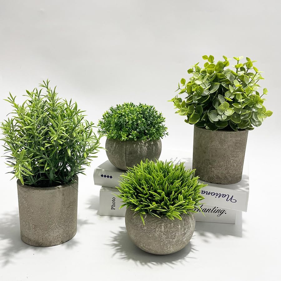 Tuokus」人工観葉植物 4点セット 造花 鉢植え 光触媒 フェイクグリーン