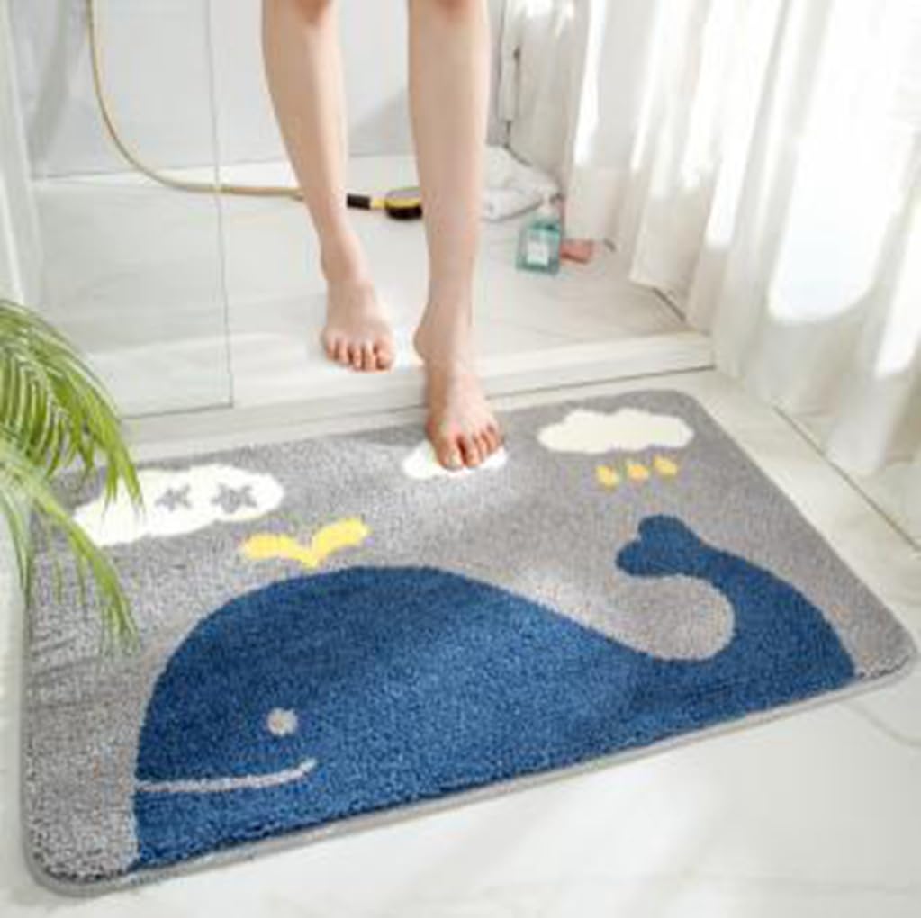 バスマット 40×60cm 吸水速乾 ふわふわ マイクロファイバー 滑り止め付き 抗菌防臭 厚手 洗濯機対応 乾きやすい お風呂マット 脱衣所 洗面所用 おしゃれ 北欧風 ORYSD162