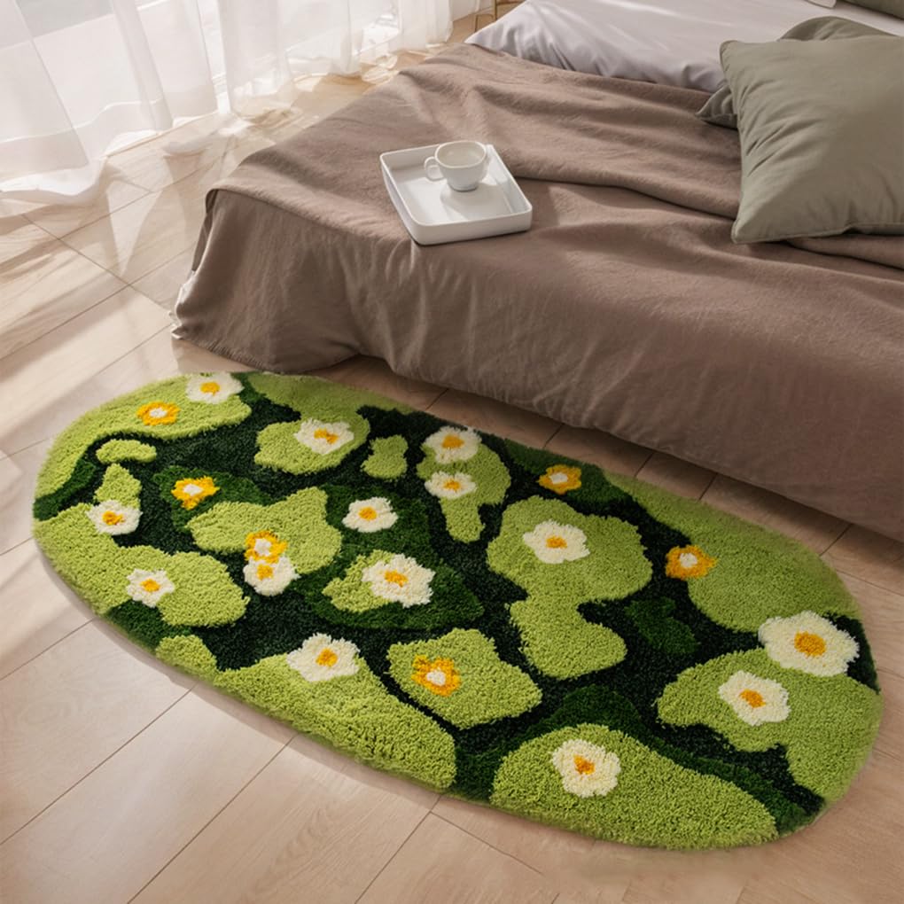 「Tuokus」モスラグ ラグマット50×100cm 苔風 立体デザイン 変形ラグ 北欧風 おしゃれ 厚手 植毛加工 ふわふわ 柔らかい 防滑TPR底 滑り止め付き 吸水 床保護 ベッドサイドラグ 玄関マット リビング 寝室用 洗える 小さめラグ ZHRDTjia16